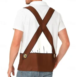 Oktoberfest Lederhosen Print Hawaii Shirts Aloha Shirt Graphic For Men's Adults' Carnival Oktoberfest Beer 3D Print Vacation Party