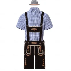 Oktoberfest Lederhosen Shirt Bavarian Bavarian German Wiesn Men's Traditional Style Cloth Blouse Shorts Hat