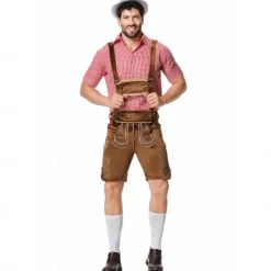 Oktoberfest Lederhosen Shirt Bavarian Bavarian German Wiesn Men's Traditional Style Cloth Blouse Shorts Hat