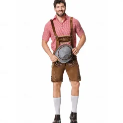 Oktoberfest Lederhosen Shirt Bavarian Bavarian German Wiesn Men's Traditional Style Cloth Blouse Shorts Hat
