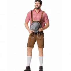 Oktoberfest Lederhosen Shirt Bavarian Bavarian German Wiesn Men's Traditional Style Cloth Blouse Shorts Hat
