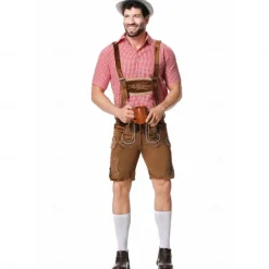 Oktoberfest Lederhosen Shirt Bavarian Bavarian German Wiesn Men's Traditional Style Cloth Blouse Shorts Hat