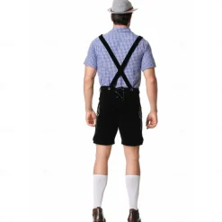 Oktoberfest Lederhosen Shirt Bavarian Bavarian German Wiesn Men's Traditional Style Cloth Blouse Shorts Hat