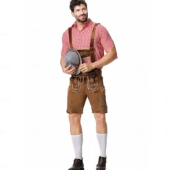 Oktoberfest Lederhosen Shirt Bavarian Bavarian German Wiesn Men's Traditional Style Cloth Blouse Shorts Hat