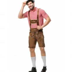 Oktoberfest Lederhosen Shirt Bavarian Bavarian German Wiesn Men's Traditional Style Cloth Blouse Shorts Hat