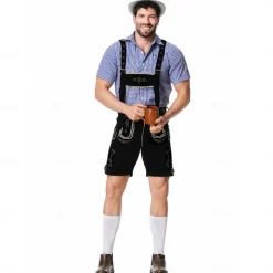 Oktoberfest Lederhosen Shirt Bavarian Bavarian German Wiesn Men's Traditional Style Cloth Blouse Shorts Hat