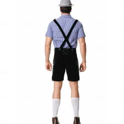 Oktoberfest Lederhosen Shirt Bavarian Bavarian German Wiesn Men's Traditional Style Cloth Blouse Shorts Hat