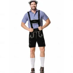 Oktoberfest Lederhosen Shirt Bavarian Bavarian German Wiesn Men's Traditional Style Cloth Blouse Shorts Hat