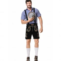 Oktoberfest Lederhosen Shirt Bavarian Bavarian German Wiesn Men's Traditional Style Cloth Blouse Shorts Hat
