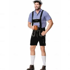 Oktoberfest Lederhosen Shirt Bavarian Bavarian German Wiesn Men's Traditional Style Cloth Blouse Shorts Hat
