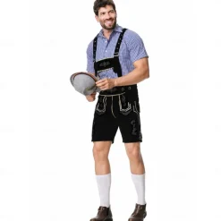 Oktoberfest Lederhosen Shirt Bavarian Bavarian German Wiesn Men's Traditional Style Cloth Blouse Shorts Hat