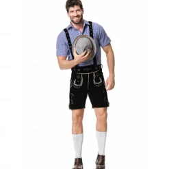 Oktoberfest Lederhosen Shirt Bavarian Bavarian German Wiesn Men's Traditional Style Cloth Blouse Shorts Hat