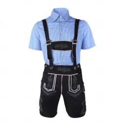 Oktoberfest Lederhosen Shirt Bavarian Bavarian German Wiesn Men's Traditional Style Cloth Blouse Shorts Hat