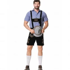 Oktoberfest Lederhosen Shirt Bavarian Bavarian German Wiesn Men's Traditional Style Cloth Blouse Shorts Hat
