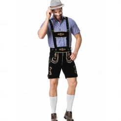 Oktoberfest Lederhosen Shirt Bavarian Bavarian German Wiesn Men's Traditional Style Cloth Blouse Shorts Hat