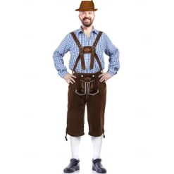 Oktoberfest Lederhosen Shirt Alpine Hat Bavarian Bavarian German Munich Wiesn Men's Traditional Style Cloth Blouse Shorts Hat