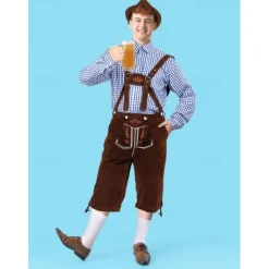 Oktoberfest Lederhosen Shirt Alpine Hat Bavarian Bavarian German Munich Wiesn Men's Traditional Style Cloth Blouse Shorts Hat