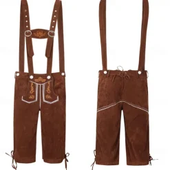 Oktoberfest Lederhosen Shirt Alpine Hat Bavarian Bavarian German Munich Wiesn Men's Traditional Style Cloth Blouse Shorts Hat