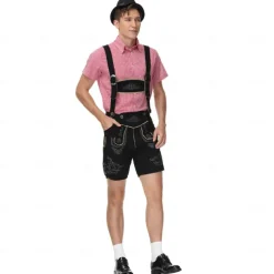 Oktoberfest Lederhosen Shirt Bavarian Bavarian German Wiesn Men's Traditional Style Cloth Blouse Shorts