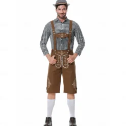 Oktoberfest Lederhosen Shirt Bavarian Bavarian German Wiesn Men's Traditional Style Cloth Blouse Shorts Hat