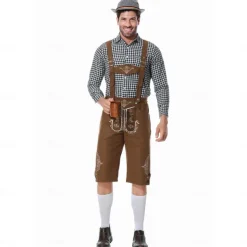 Oktoberfest Lederhosen Shirt Bavarian Bavarian German Wiesn Men's Traditional Style Cloth Blouse Shorts Hat