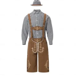 Oktoberfest Lederhosen Shirt Bavarian Bavarian German Wiesn Men's Traditional Style Cloth Blouse Shorts Hat