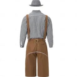 Oktoberfest Lederhosen Shirt Bavarian Bavarian German Wiesn Men's Traditional Style Cloth Blouse Shorts Hat