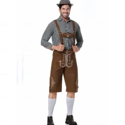 Oktoberfest Lederhosen Shirt Bavarian Bavarian German Wiesn Men's Traditional Style Cloth Blouse Shorts Hat