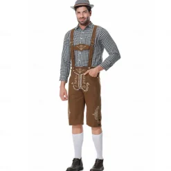 Oktoberfest Lederhosen Shirt Bavarian Bavarian German Wiesn Men's Traditional Style Cloth Blouse Shorts Hat