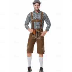 Oktoberfest Lederhosen Shirt Bavarian Bavarian German Wiesn Men's Traditional Style Cloth Blouse Shorts Hat