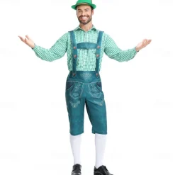 Oktoberfest Outfits Lederhosen Shirt Bavarian German Munich Wiesn Men's Traditional Style Cloth Shirt Shorts