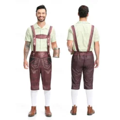Oktoberfest Outfits Lederhosen Shirt Bavarian German Munich Wiesn Men's Traditional Style Cloth Shirt Shorts