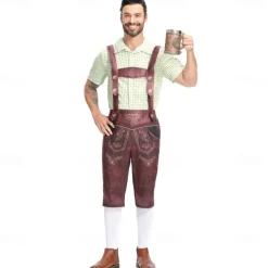 Oktoberfest Outfits Lederhosen Shirt Bavarian German Munich Wiesn Men's Traditional Style Cloth Shirt Shorts