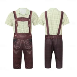 Oktoberfest Outfits Lederhosen Shirt Bavarian German Munich Wiesn Men's Traditional Style Cloth Shirt Shorts