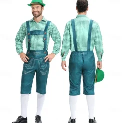 Oktoberfest Outfits Lederhosen Shirt Bavarian German Munich Wiesn Men's Traditional Style Cloth Shirt Shorts