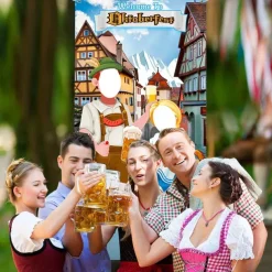 Oktoberfest Party Decorations Oktoberfest Photo Door Banner Backdrop Props Large Fabric Photo Door Banner for Oktoberfest Party Decorations Funny Oktoberfest Game Supplies 5.90 x 2.95 ft