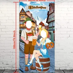 Oktoberfest Party Decorations Oktoberfest Photo Door Banner Backdrop Props Large Fabric Photo Door Banner for Oktoberfest Party Decorations Funny Oktoberfest Game Supplies 5.90 x 2.95 ft