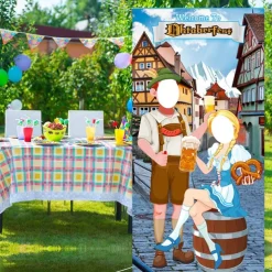Oktoberfest Party Decorations Oktoberfest Photo Door Banner Backdrop Props Large Fabric Photo Door Banner for Oktoberfest Party Decorations Funny Oktoberfest Game Supplies 5.90 x 2.95 ft
