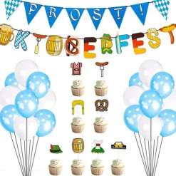 Oktoberfest Party Decoration Paper Banner Pull Flag Pennant Balloon Cake Insert Card Wish