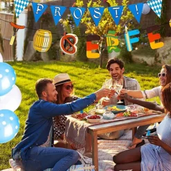 Oktoberfest Party Decoration Paper Banner Pull Flag Pennant Balloon Cake Insert Card Wish