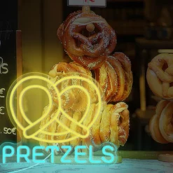 Oktoberfest Pretzels LED Neon Sign Light, Pretzels Neon Sign for Restaurant Wall Art, German Bakery Wall LED Decorations
