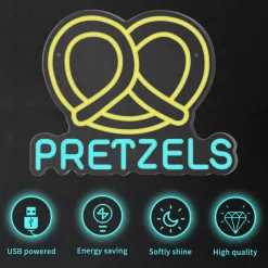 Oktoberfest Pretzels LED Neon Sign Light, Pretzels Neon Sign for Restaurant Wall Art, German Bakery Wall LED Decorations