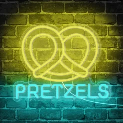 Oktoberfest Pretzels LED Neon Sign Light, Pretzels Neon Sign for Restaurant Wall Art, German Bakery Wall LED Decorations