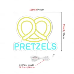 Oktoberfest Pretzels LED Neon Sign Light, Pretzels Neon Sign for Restaurant Wall Art, German Bakery Wall LED Decorations