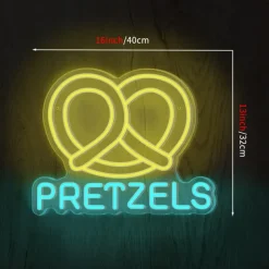 Oktoberfest Pretzels LED Neon Sign Light, Pretzels Neon Sign for Restaurant Wall Art, German Bakery Wall LED Decorations
