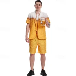 Oktoberfest Suits & Blazers Short Sleeve Shirt Oktoberfest / Beer German Munich Wiesn Men's Traditional Style Cloth Top Shorts