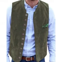 Oktoberfest Traditional Bavarian Vest Bavarian German Munich Wiesn Men's Wedding Party Traditional Style Cloth