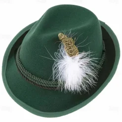 Oktoberfest Tyrolean Hat Alpine Hat Bavarian German Munich Wiesn Men's Traditional Style Cloth