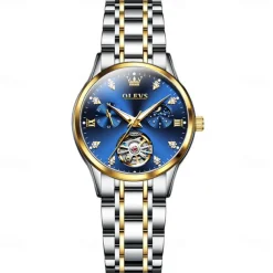 OLEVS 6608 Automatic Mechanical Watch For Women Deep Waterproof Luminous Moon Phase Hand Clock Original Luxury Women's Watches