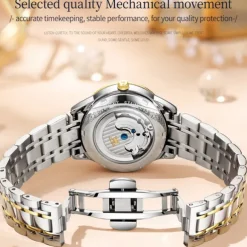 OLEVS 6608 Automatic Mechanical Watch For Women Deep Waterproof Luminous Moon Phase Hand Clock Original Luxury Women's Watches